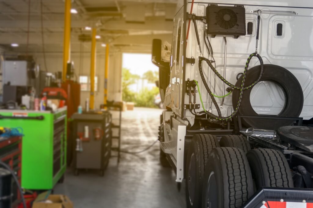 Semi,Truck,On,Repair,Shop.